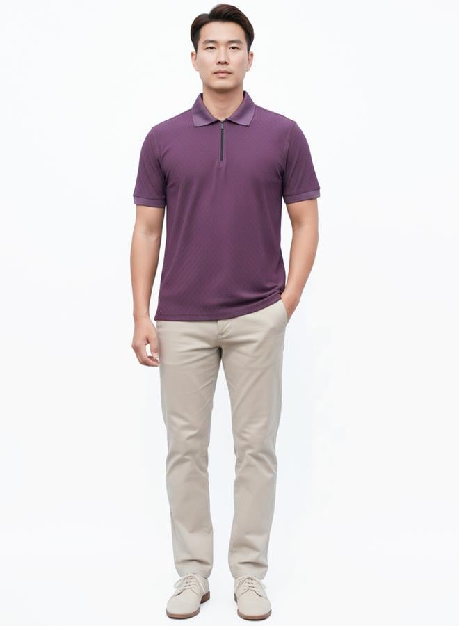 العشائر والهانز تيشيرت بولو مُحاك أرجواني بسحاب - Image 1